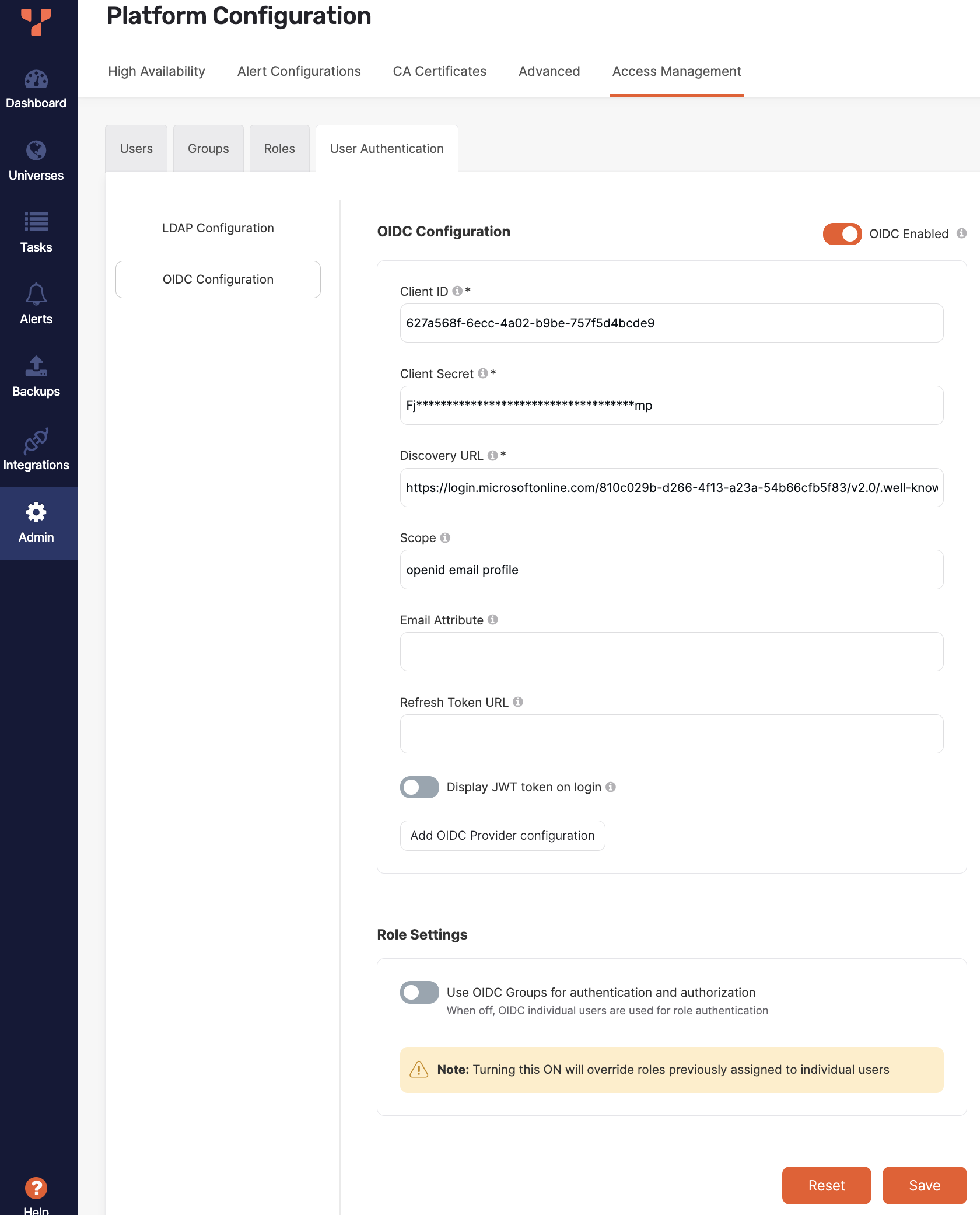 OIDC authentication